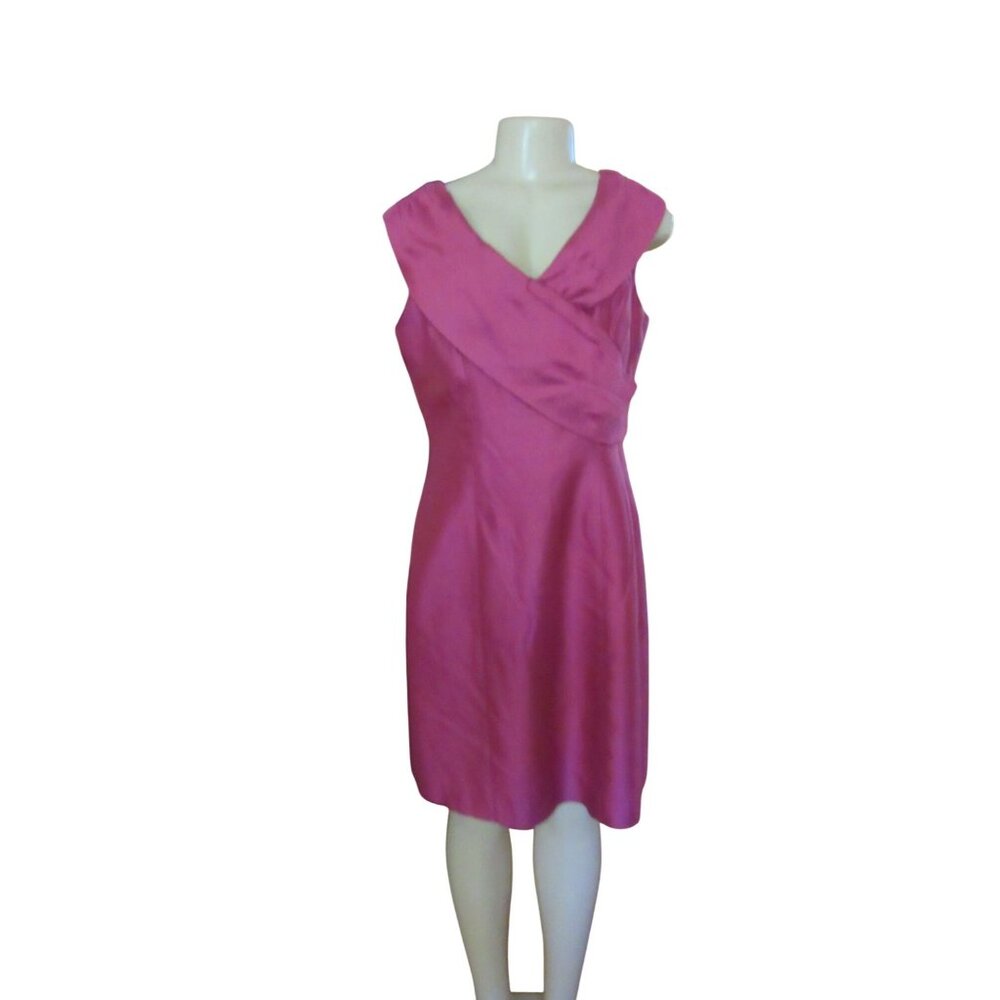 Vintage David Warren Pink Sleeveless Silk Blend Dress Sz 10P Elegant Cocktail At
